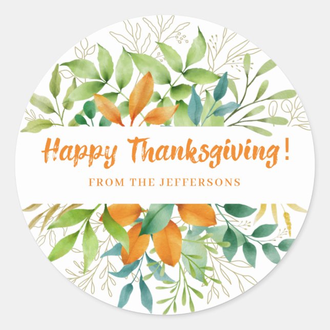 Adesivo O outono de Ação de Graças deixa a aquarela cair l (Frente)