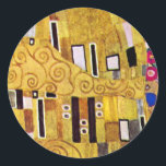 Adesivo O Padrão do Beijo de Gustav Klimt, Art Nouveau<br><div class="desc">O Beijo (detalhe do padrão) de Gustav Klimt é uma pintura simbolista da Era Vitoriana de arte fina vintage. Este detalhe é de uma pintura de amor e romance que apresenta um casal romântico em vários tons de ouro, símbolos e padrões, compartilhando um beijo contra um fundo de bronze. Sobre...</div>
