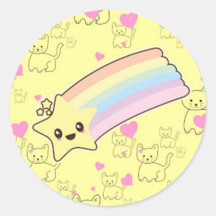Adesivo O padrão dos gatinhos do arco-íris Kawaii é tão bo
