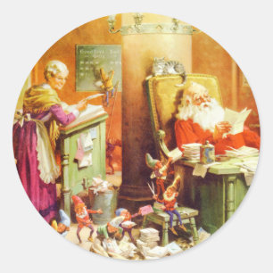 Adesivo O papai noel & a Sra. Claus & os duendes verificam