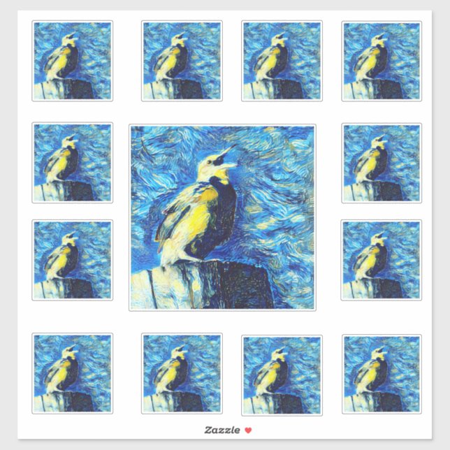 Adesivo O Pássaro Solitário Estilo VanGogh  (Folha)