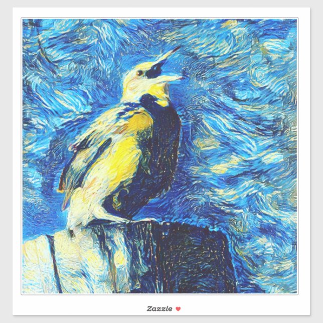 Adesivo O Pássaro Solitário Estilo VanGogh  (Folha)