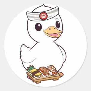 Adesivo O pato engraçado é um chef de sushi