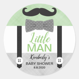 Adesivo O pequeno bigode cinza verde chá de fraldas
