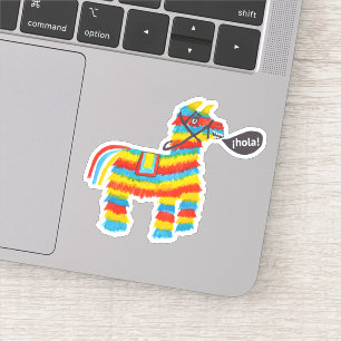 Adesivo O piñata colorido feliz do burro diz o "hola "