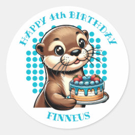 Adesivo O Primeiro Aniversário do Otter Themed Boy persona