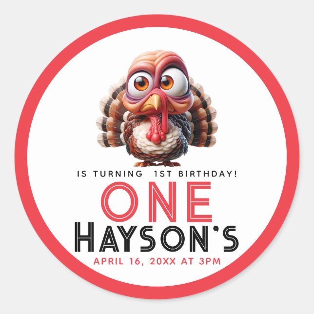 Adesivo O que é divertido Caricaturas primeiro aniversario (Frente)