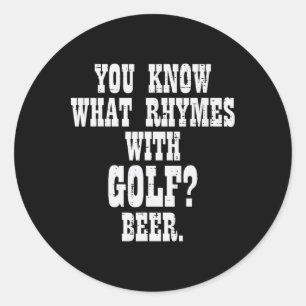 Adesivo O que rima com cerveja de golfe, golfe engraçado p