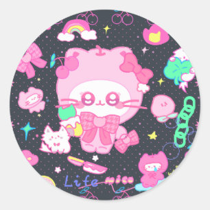 Adesivo O reino Berry do Mico: Playful Pink Cat IP com lim
