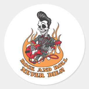 Adesivo O rock and roll nunca morre guitarra de esqueleto
