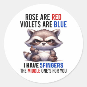 Adesivo O Rosa De Raccoon São Violetas Vermelhas São Azuis