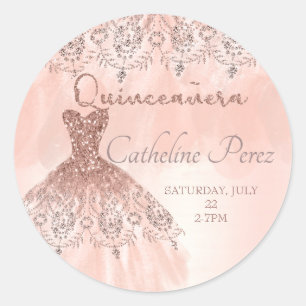 Adesivo o rosa do quinceanera cora 15o favor do