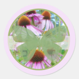 Adesivo O rosa floresce as borboletas B de n
