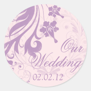 Adesivo O roxo do Lilac cora selo floral do envelope do
