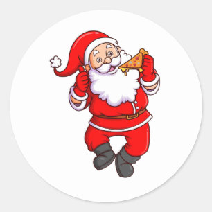 Adesivo o santa claus está comendo pizza muito deliciosa e