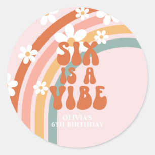 Adesivo O Seis é um aniversário de 6 do arco-íris da Vibe