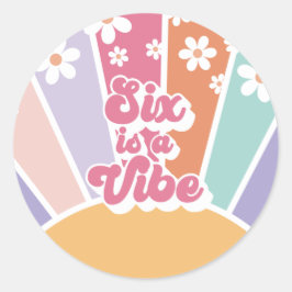 Adesivo O Seis é uma Vibe Retro Sunshine Rainbow Daisy