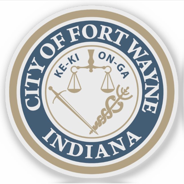 Adesivo O Selo de Fort Wayne, Indiana (Frente)