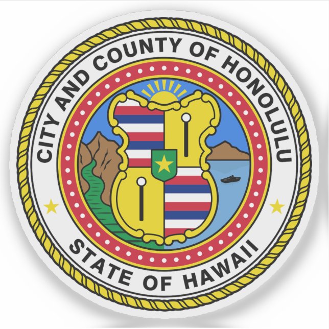 Adesivo O Selo de Honolulu, Havaí (Frente)