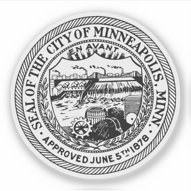 Adesivo O Selo de Minneapolis, Minnesota (Frente)