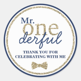 Adesivo O Sr. Onemagia Primeiro Aniversário Dourado e Azul