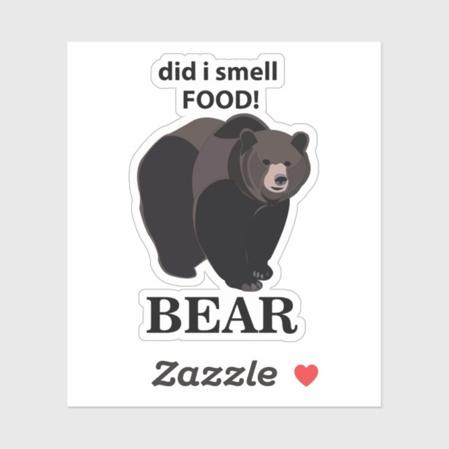 Adesivo O Urso Cheirava Um Urso Engraçado Da Comida (Folha)