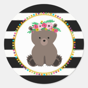 Adesivo O urso de Boho listrou o chá de fraldas inspirado