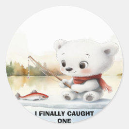 Adesivo O Urso Pequeno Acabou Por Lançar Um Peixe