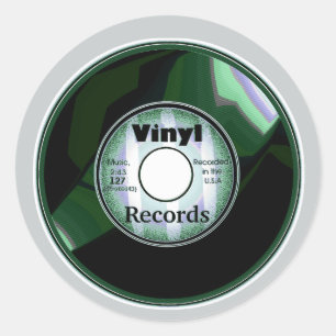 Adesivo O VINIL 45 RPM grava, esverdeia/branco