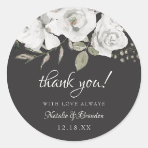 Adesivo O vintage ama o obrigado floral branco do