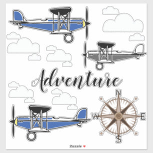 Adesivo O vintage aplana a aventura do aviador