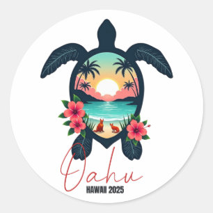 Adesivo Oahu Hawaii 2025 Férias de Verão da Família Turtle