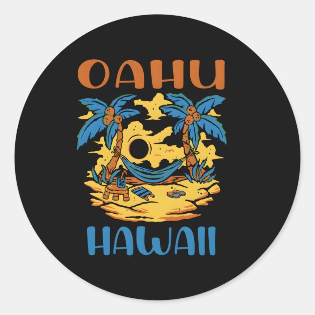 Adesivo Oahu Hawaii Viagem (Frente)