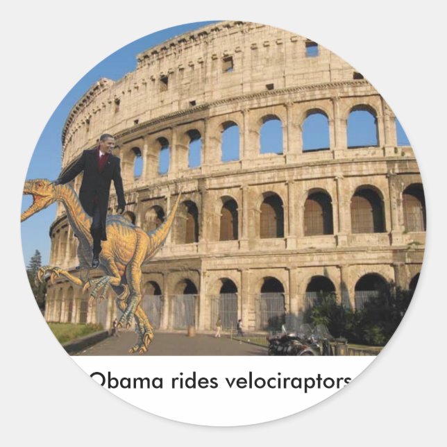 Adesivo Obama dirige velociraptors. (Frente)