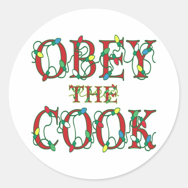 Adesivo Obedeça às Luzes de Feriado do Cook Say (Frente)