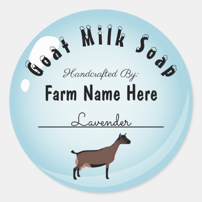 Adesivo Oberhasli Goat Milk Soap Blue Bubble Personalizado (Frente)