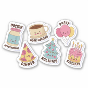 ADESIVO OBJETOS KAWAII E ESTICADORES DE COTAS DEFINIDOS
