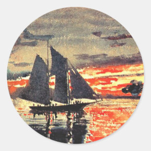 Adesivo Obra de arte de Winslow Homer, Fogos do Pôr do Sol
