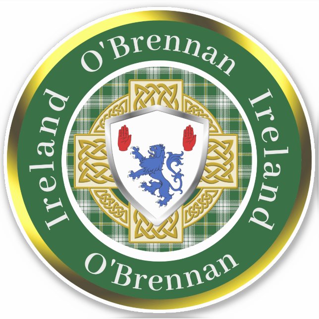 Adesivo O'Brennan Irish Shield & Celtic Cross Personalizad (Frente)