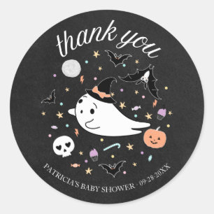 Adesivo Obrigada Bebê Fantasma Menina de Halloween Chás de