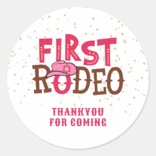 Adesivo Obrigada Caubói Selvagem Rosa 1º Aniversário