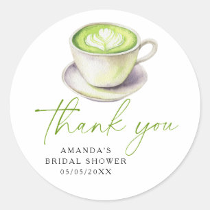 Adesivo Obrigada Chá de Matcha Chá de noiva