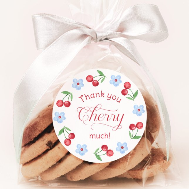 Adesivo Obrigada Cherry muito Blue Chá de Bebê (Criador carregado)