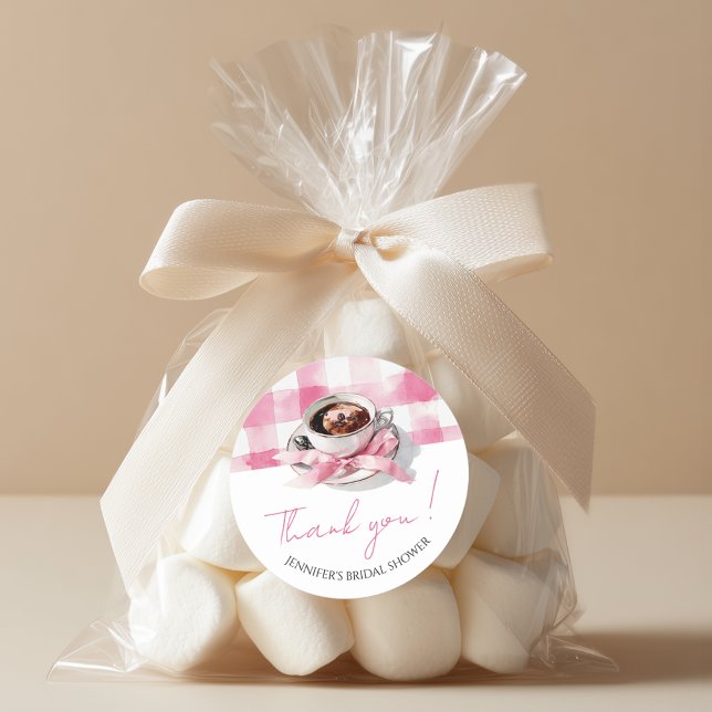 Adesivo Obrigada Coffee Pink Bow Chá de Noiva (Criador carregado)