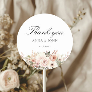 Adesivo Obrigada! Elegante, branco, pastel, flor, casament