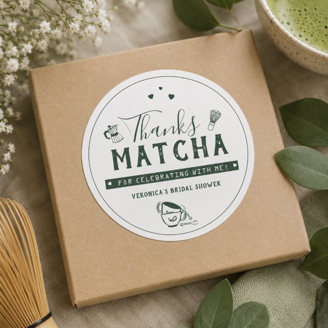 Adesivo Obrigada Matcha Chá de Noiva Obrigada  (Criador carregado)