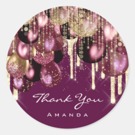 Adesivo Obrigada Nome 16º Bridal Glitter Balão Dourado Mar