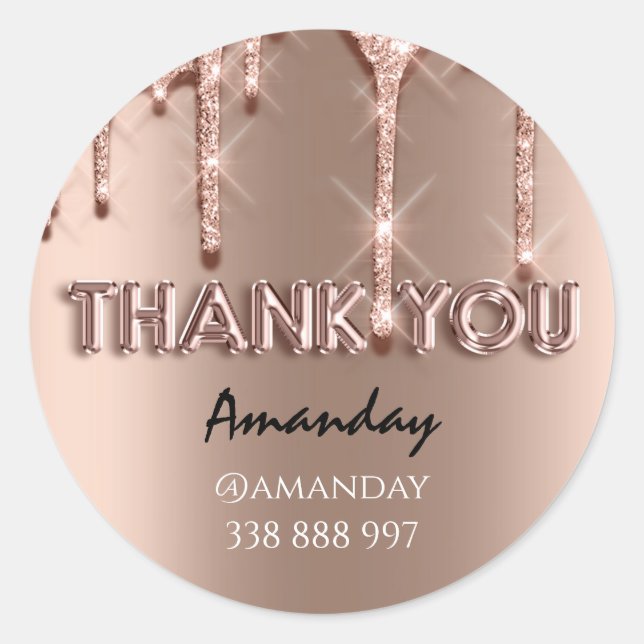 Adesivo obrigada Nome Drips Rosa Instagra rose (Frente)