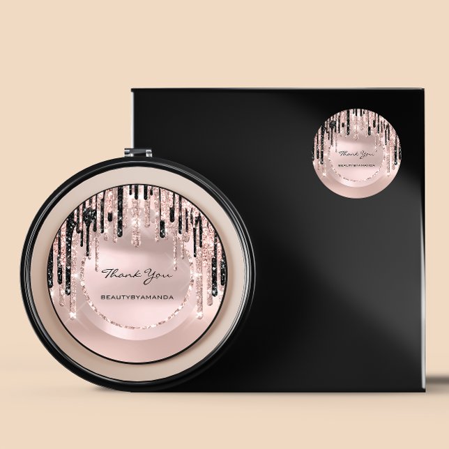 Adesivo Obrigada Nome Maquiadora Drips Rosa Brilhante (Criador carregado)