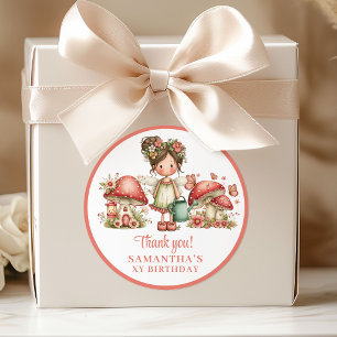 Adesivo Obrigada pelo Aniversário da Menina Floral Rosa Fa